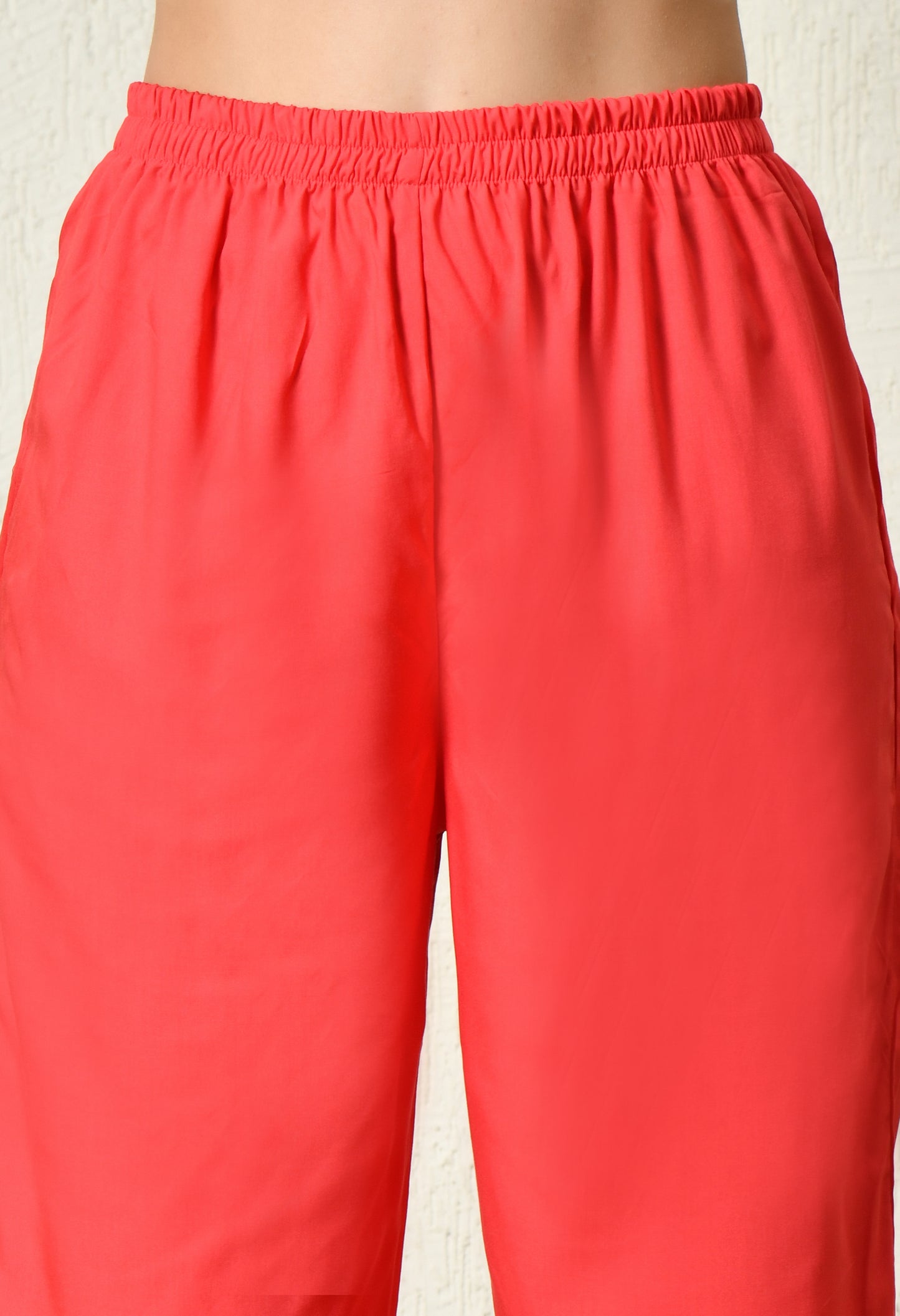 Flame Rose Solid Kurta Set | Red