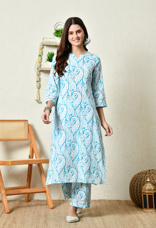 Blue Paisley Kurta Set