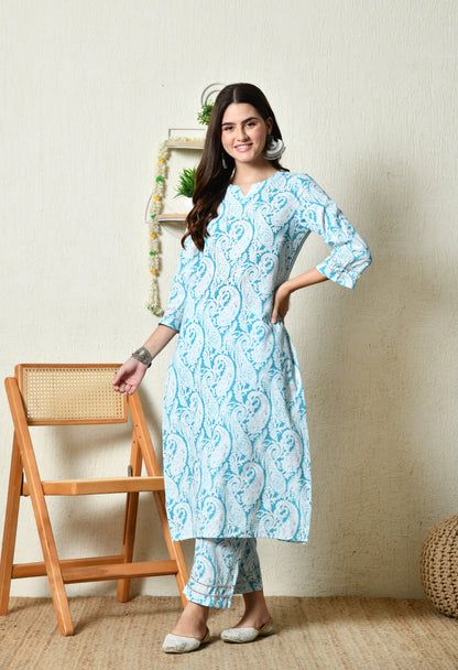 Blue Paisley Kurta Set