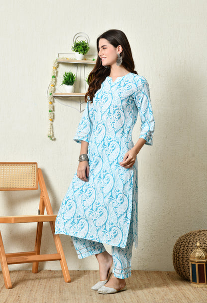 Blue Paisley Kurta Set