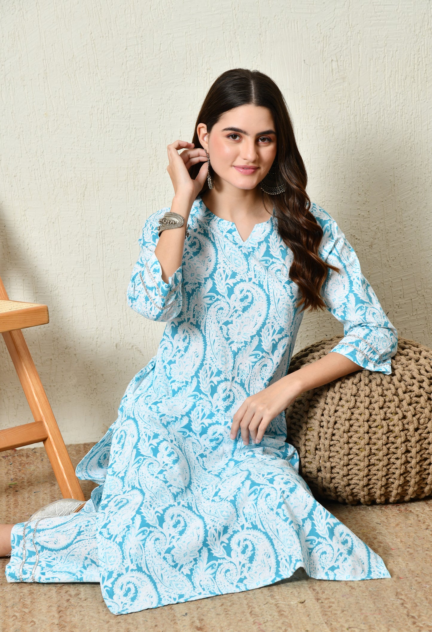 Blue Paisley Kurta Set