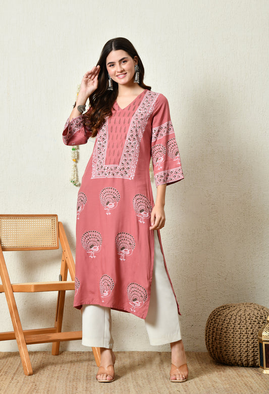 Blush Peacock Kurta 🦚